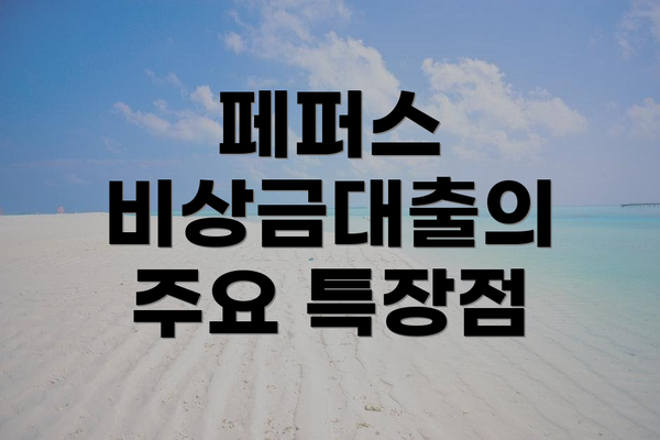 페퍼스 비상금대출의 주요 특장점