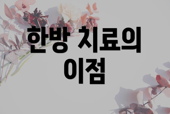 한방 치료의 이점