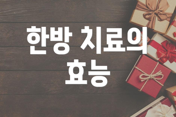 한방 치료의 효능