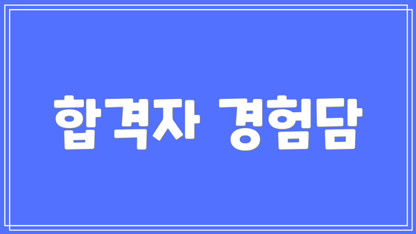 합격자 경험담