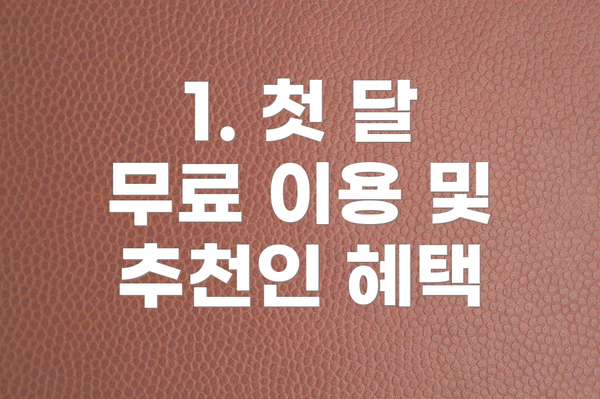1. 첫 달 무료 이용 및 추천인 혜택
