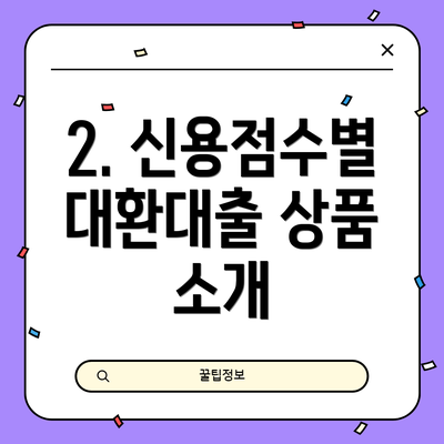 2. 신용점수별 대환대출 상품 소개
