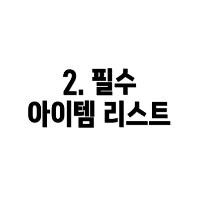 2. 필수 아이템 리스트