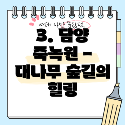 3. 담양 죽녹원 - 대나무 숲길의 힐링