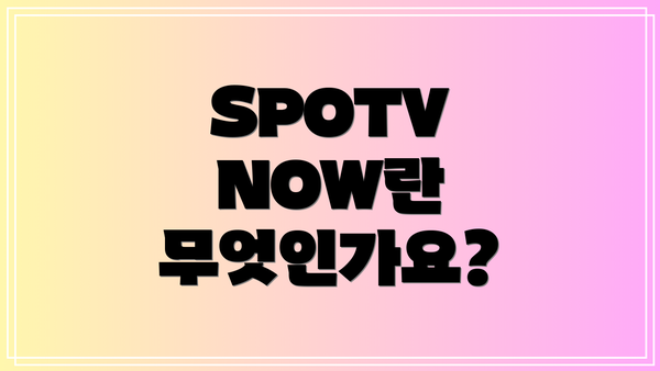 SPOTV NOW란 무엇인가요?