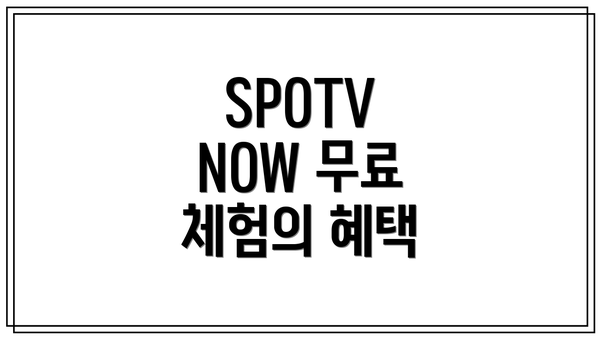 SPOTV NOW 무료 체험의 혜택